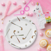 Classic Retro Golf Golfer Clubs Balls Pattern Papieren Bordje (Feest)