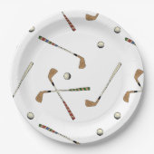 Classic Retro Golf Golfer Clubs Balls Pattern Papieren Bordje (Voorkant)