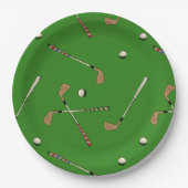 Classic Retro Golf Golfer Clubs Balls Pattern Papieren Bordje (Voorkant)