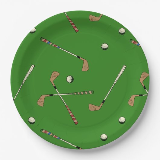 Classic Retro Golf Golfer Clubs Balls Pattern Papieren Bordje (Voorkant)