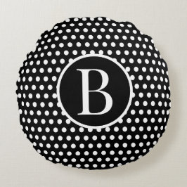 Classic Retro letter Polka Dots Zwart Rond Kussen