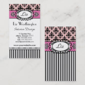 Classic Retro Pink en Black Paris Chic Visitekaartje (Voorkant / Achterkant)