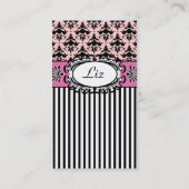 Classic Retro Pink en Black Paris Chic Visitekaartje (Achterkant)