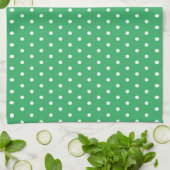 Classic Retro Polka Dots Groen en Wit Theedoek (Gevouwen)
