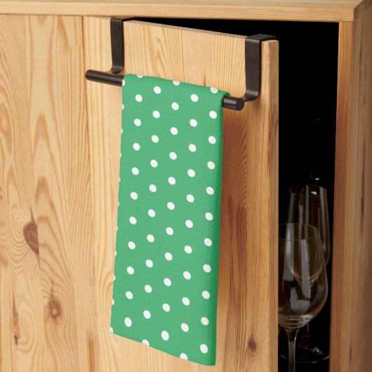Classic Retro Polka Dots Groen en Wit Theedoek (Derde Gevouwen)