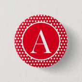 Classic Retro Polka Dots Red Custom initiaal lette Ronde Button 3,2 Cm (Voorkant)