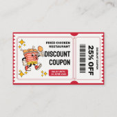 Classic Retro Quirky Cartoon Gebakken Kippenemmer Kortingskaartje (Voorkant)