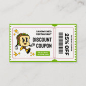 Classic Retro Quirky Cartoon Sandwich personage Kortingskaartje (Voorkant)