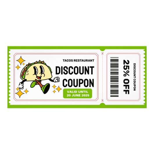 Classic Retro Quirky Cartoon Taco Reclamekaart (Voorkant)