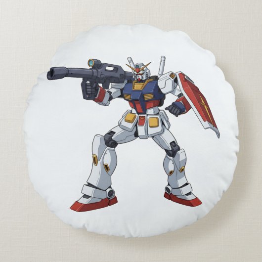 Classic Retro RX-78-2 Gundam Mecha Anime Illustrat Rond Kussen (Voorkant)