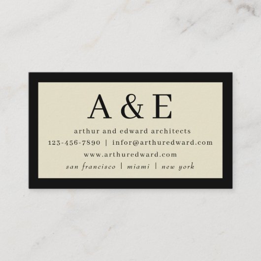 Classic Retro  Stripes Eenvoudige Initialen Visitekaartje (Voorkant)