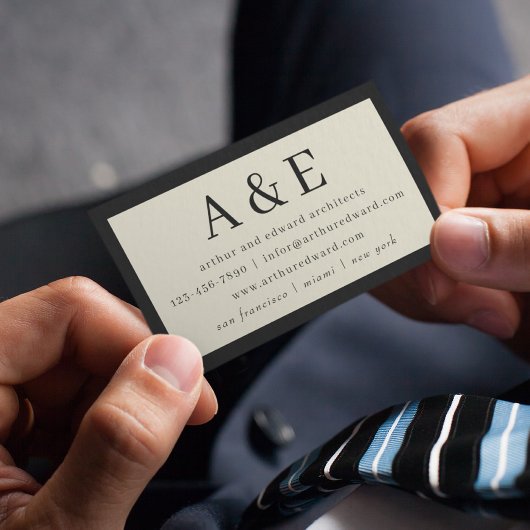 Classic Retro Stripes Eenvoudige Initialen Visitekaartje