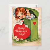Classic Retro Style Valentine’s Postcard  Briefkaart (Voorkant / Achterkant)