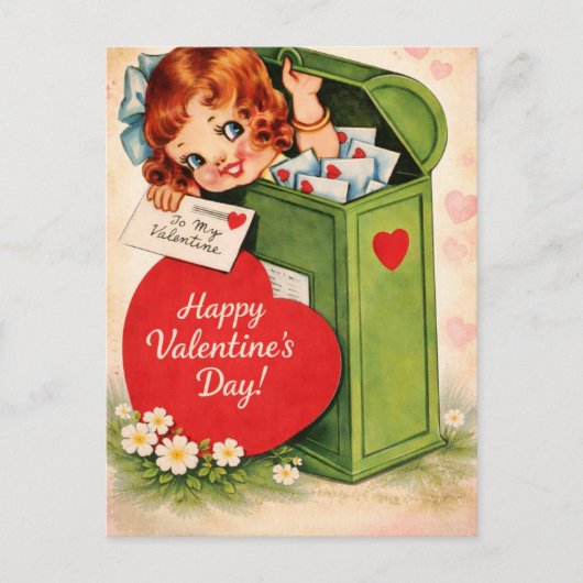 Classic Retro Style Valentine’s Postcard  Briefkaart (Voorkant)