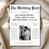 Classic Retro Trouwkrant Foto Save The Date