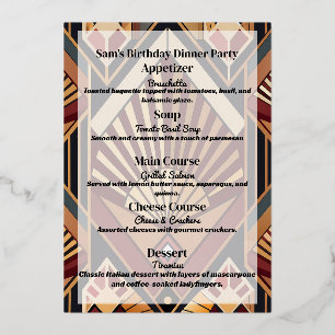 Classic Retro Verjaardag Diner Party Menu