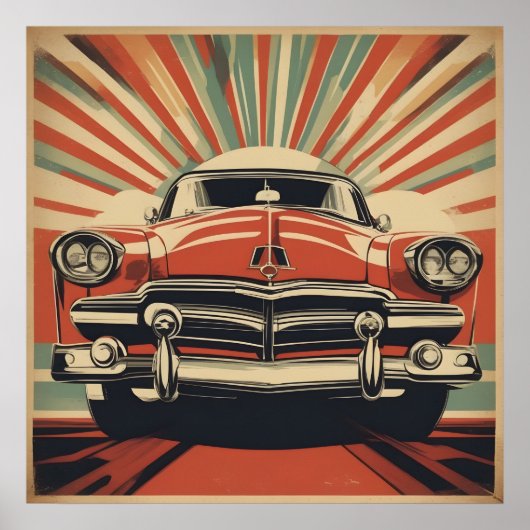 Classic retro vintage auto poster (Voorkant)