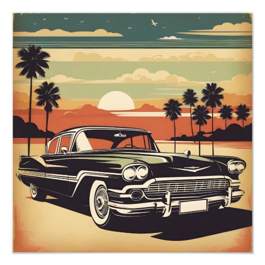 Classic retro vintage auto poster (Voorkant)
