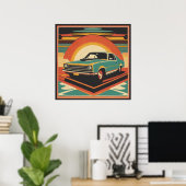 Classic retro vintage auto poster (Thuiskantoor)