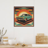 Classic retro vintage auto poster (Keuken)