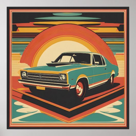 Classic retro vintage auto poster (Voorkant)