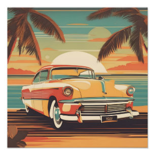 Classic retro vintage auto poster