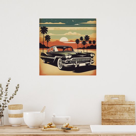 Classic retro vintage auto poster (Keuken)