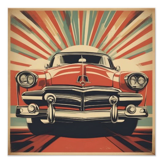 Classic retro vintage auto poster (Voorkant)