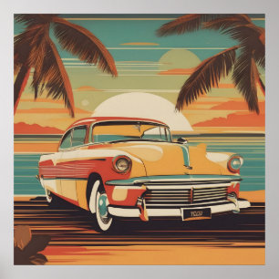 Classic retro vintage auto poster