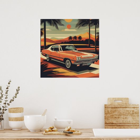 Classic retro vintage auto poster (Keuken)