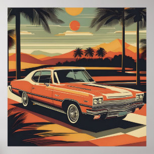 Classic retro vintage auto poster