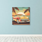 Classic retro vintage auto poster canvas afdruk (Insitu (Houten vloer))
