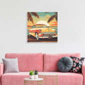 Classic retro vintage auto poster canvas afdruk (Insitu (Woonkamer))