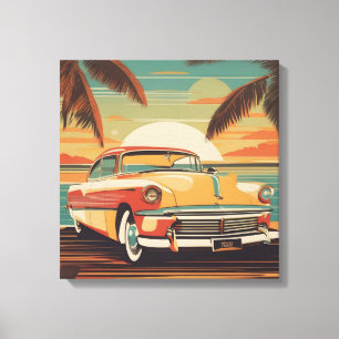 Classic retro vintage auto poster canvas afdruk