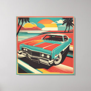 Classic retro vintage auto poster canvas afdruk