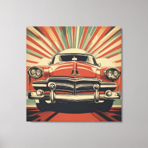 Classic retro vintage auto poster canvas afdruk