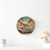 Classic retro vintage auto poster ronde klok (Huis)