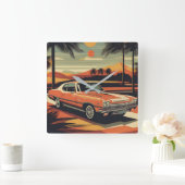 Classic retro vintage auto poster vierkante klok (Huis)