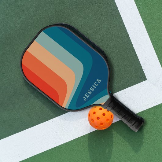 Classic Retro Wavy Stripes Patroon Pickleball Paddle
