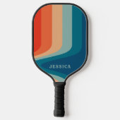Classic Retro Wavy Stripes Patroon Pickleball Paddle (Achterkant)