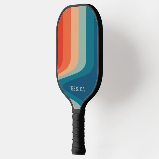 Classic Retro Wavy Stripes Patroon Pickleball Paddle (Links)