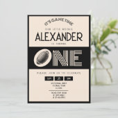 Classic Retro Zwart Football 1e verjaardag Kaart (Staand voorkant)