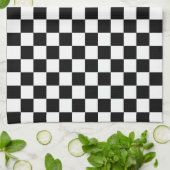 Classic Retro Zwart & Wit geruit (geruit) Theedoek (Gevouwen)