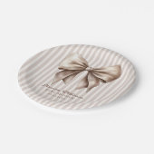 Classic Ribbon Bow Beige Baby Shower Plates Papieren Bordje (Gekanteld)