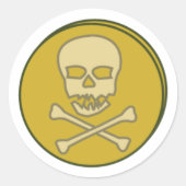 Classic Ro Pirates Skull en Crossbones Gold munt Ronde Sticker (Voorkant)