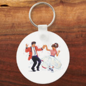 Classic Rock en Roll Jive Dancing Sleutelhanger (Voorkant)