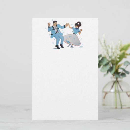 Classic Rock n Roll Jive dancers cartoon Briefpapier (Staand voorkant)