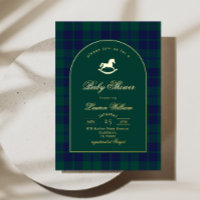 Classic Rocking Horse Green Plaid Baby shower