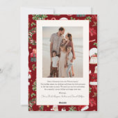 Classic Rode Ornament Foto Kerst Feestdagenkaart (Achterkant)
