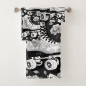 Classic Roller Schaatsen Kunst, zwart en wit Bad Handdoek (Insitu)
